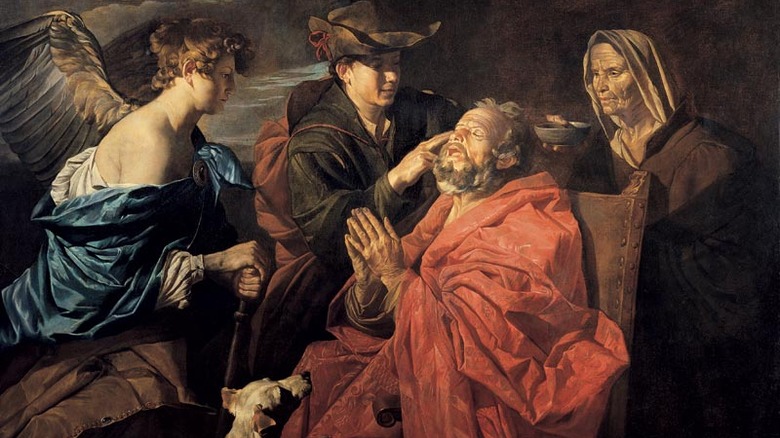 The healing of Tobit painting