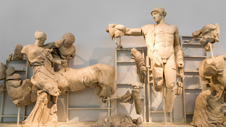 statues from zeus temple frieze