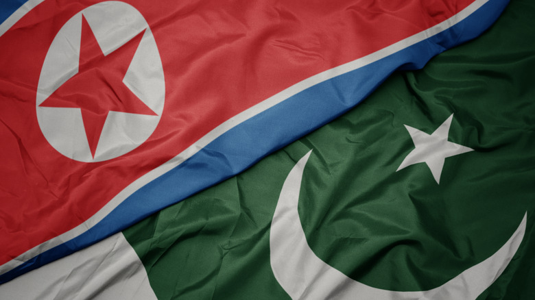 Flags of North Korea and Pakistan