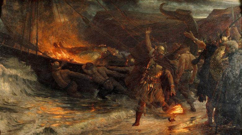 painting of Imagined Viking funeral