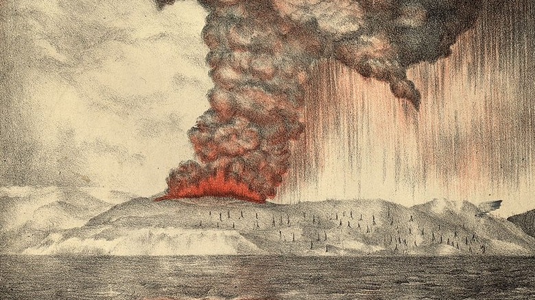 1888 lithograph of 1883 Krakatoa eruption