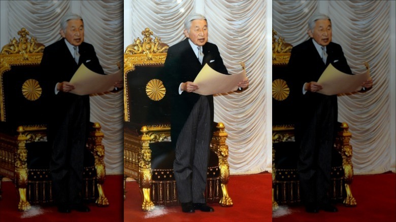 Emperor Akihito reading a proclamation