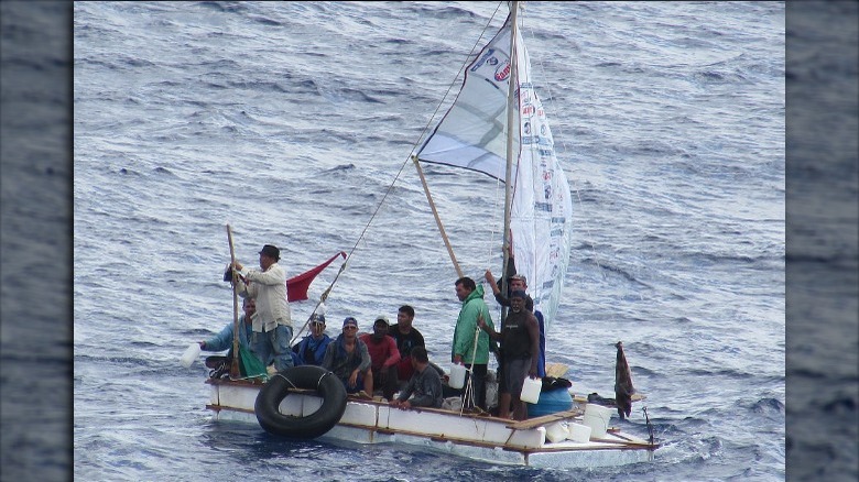 cuban refugees on a raft