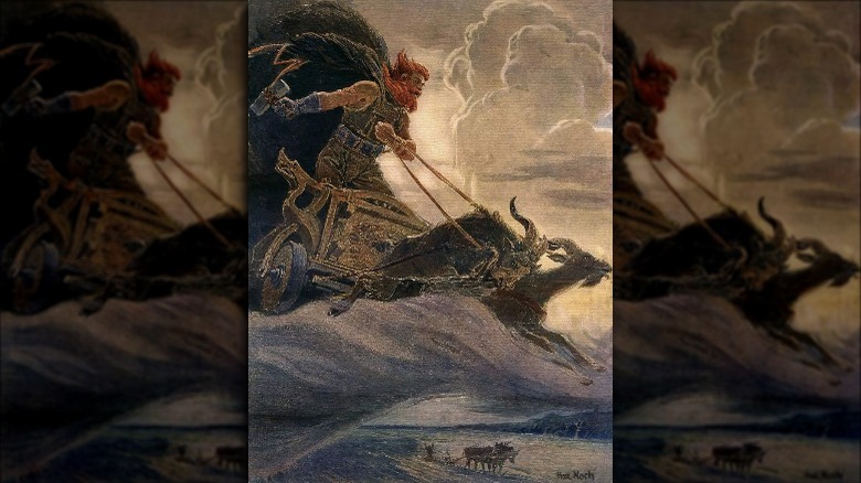 Thor in his chariot painting