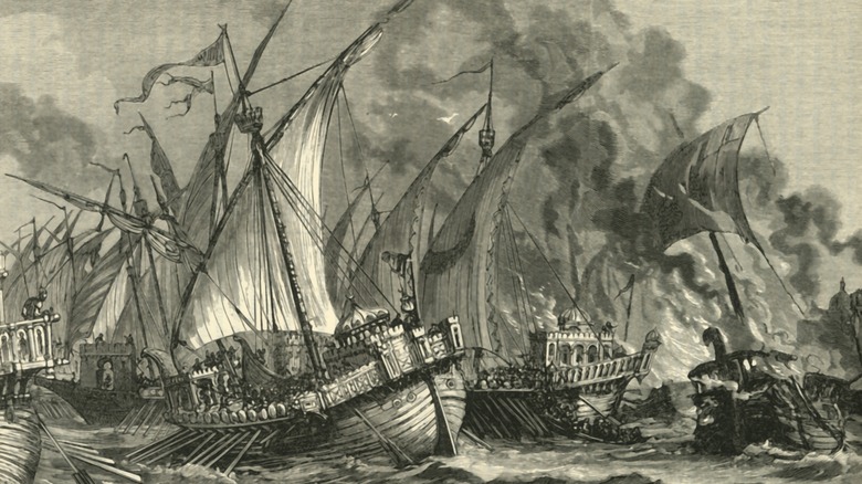 Byzantine-Arab naval battle illustration