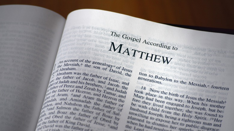 Bible opened to Book of Matthew