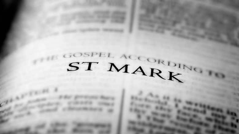Bible opened to the book of Mark