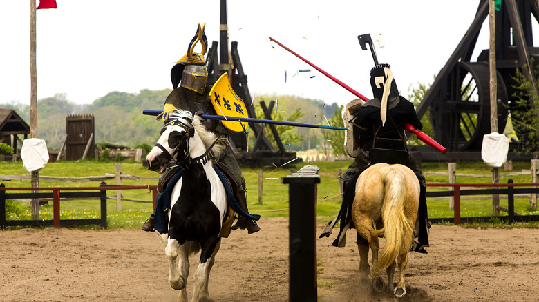 Medieval fair knights jousting 