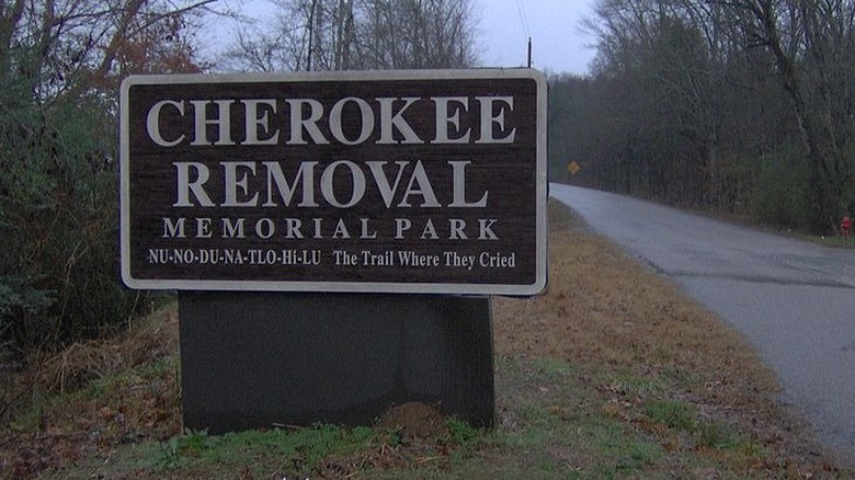 Sign for a memorial of the trail of tears