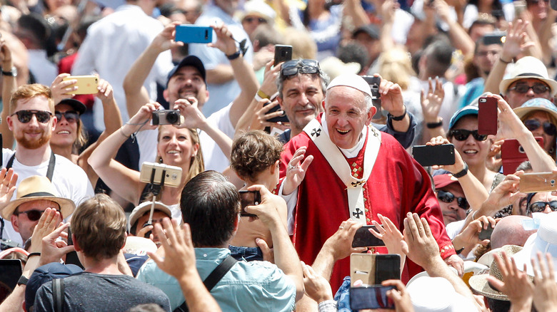 Pope Francis in a crowd of people