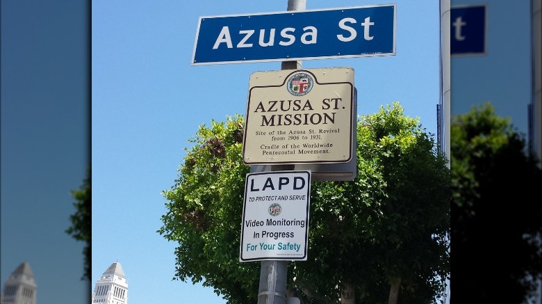Azusa Street historic sign Los Angeles, California
