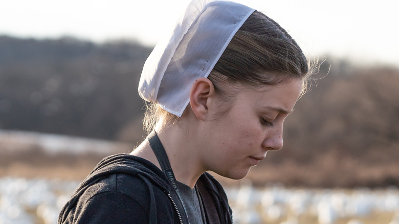 Amish girl wearing bonnet