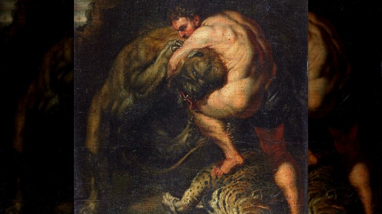 Herakles wrestling with the Nemean lion