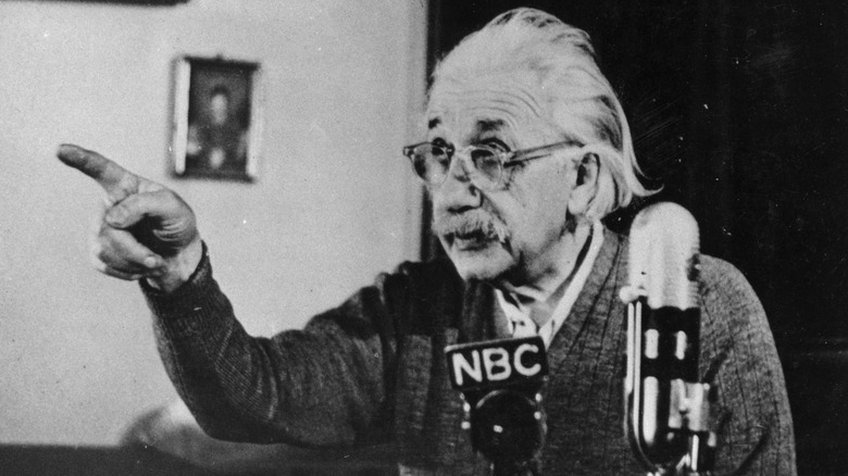 Albert Einstein giving lecture