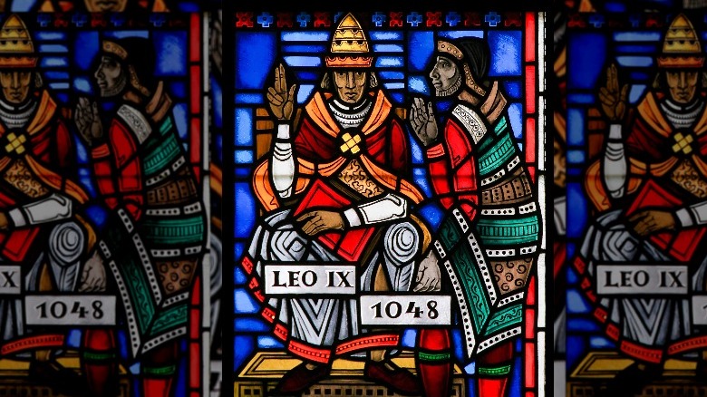 stained glass window of Leo IX