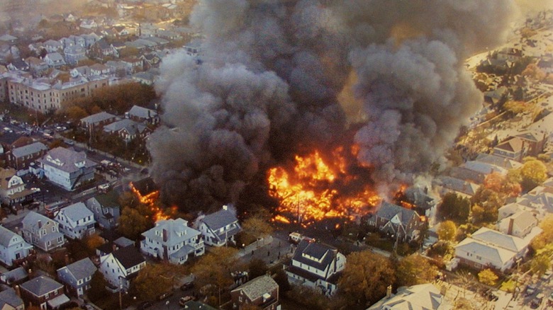 Flight 587 crash from air