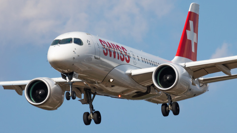 Swissair airplane in flight