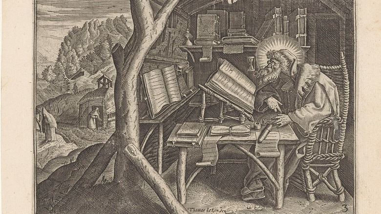 Evagrius Ponticus at writing table