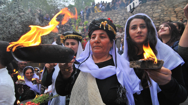 Yazidi people celebrating New Year's
