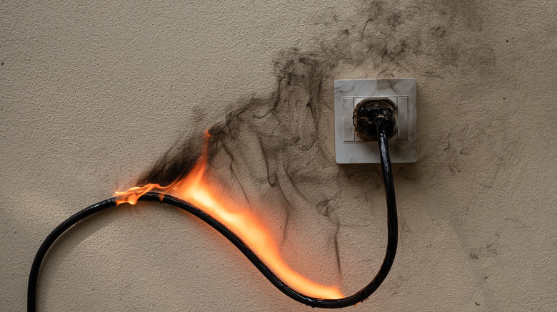 Electrical cord on fire