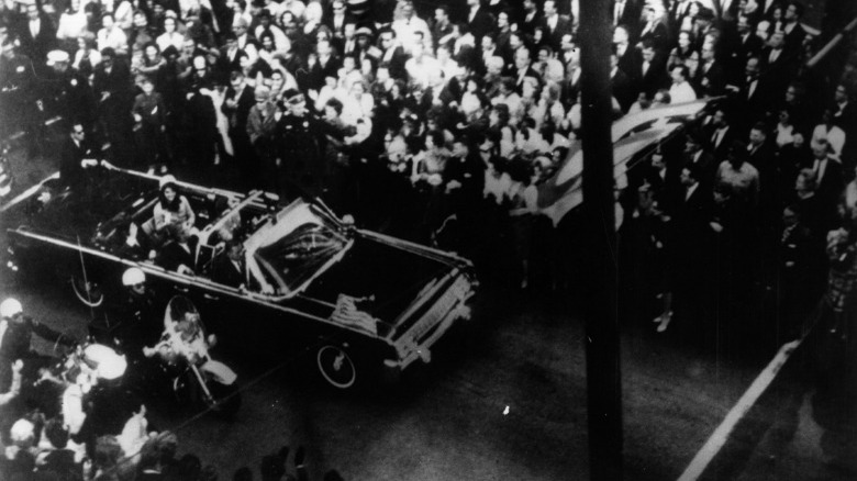 John F. Kennedy in open car in Dallas
