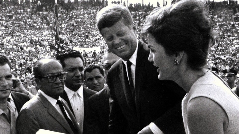 John F. Kennedy and Jackie Kennedy in crowd Florida