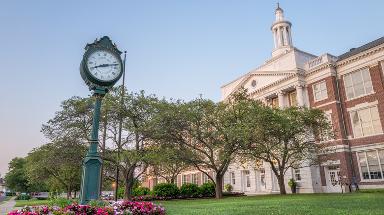 Greenwich, CT clock and town hall