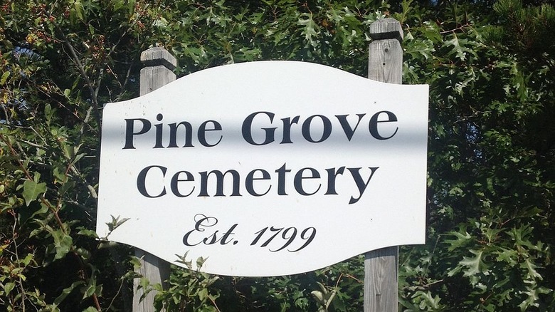 Sign for Pine Grove Cemetery in Truro