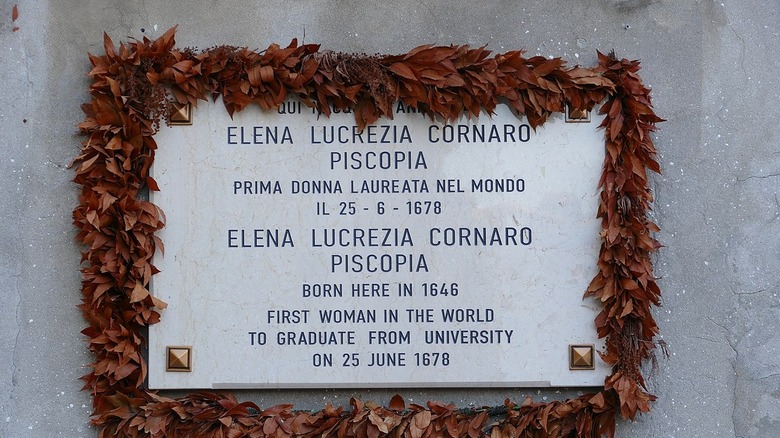 Elena Cornaro Piscopia plaque