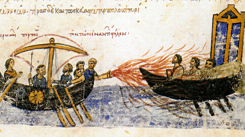 Greek Fire ship spraying