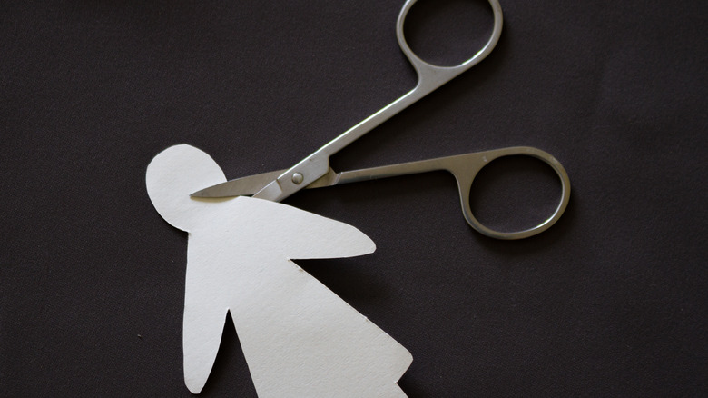 Scissor cutting head of paper figure