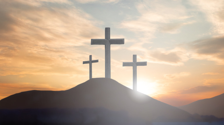 Three crosses on the hill at Calvary