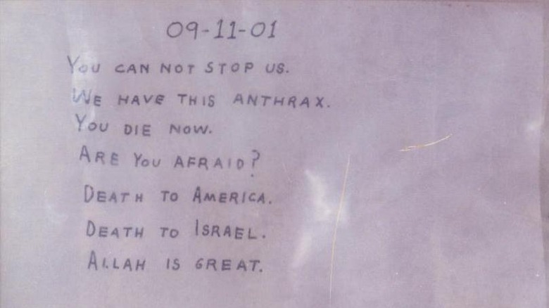 2001 Anthrax Attack letter