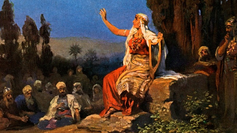 Deborah giving a speech as the Judge of Israel 