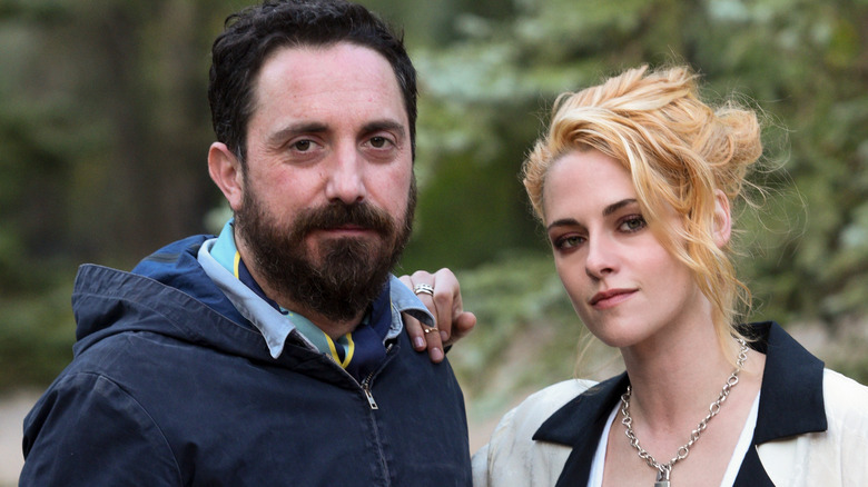 Pablo Larrain and Kristen Stewart at a press event