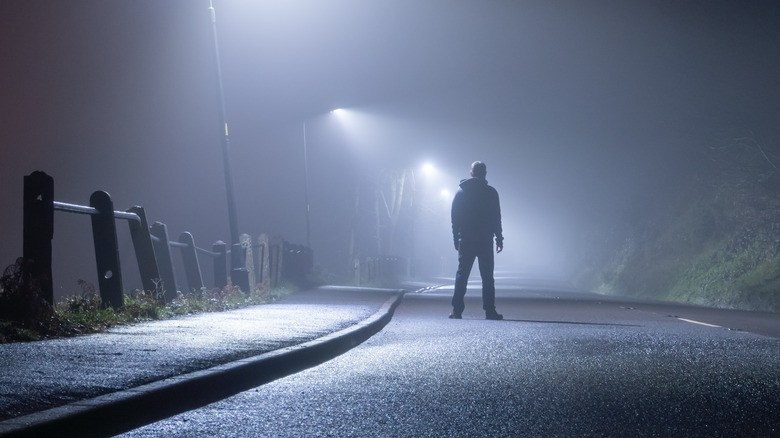 Man alone on road