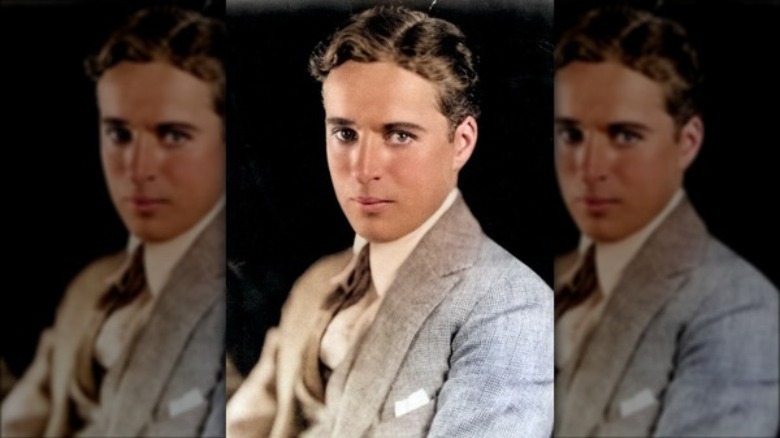 Charlie Chaplin colorized portrait mirrored
