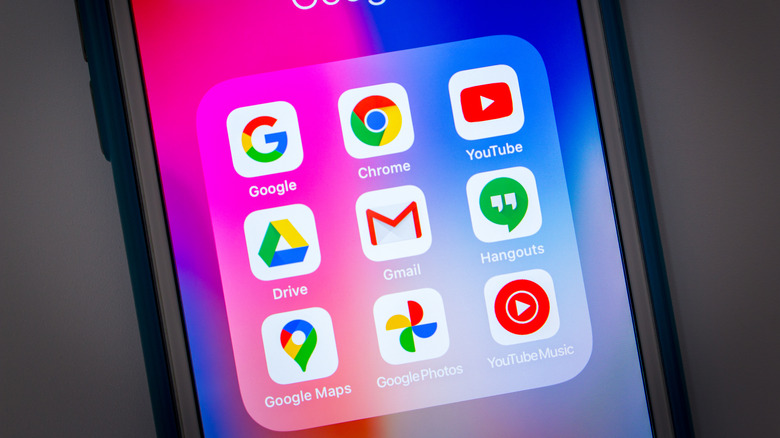 Google apps on a smartphone