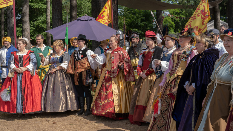 Renaissance fair parade costumed