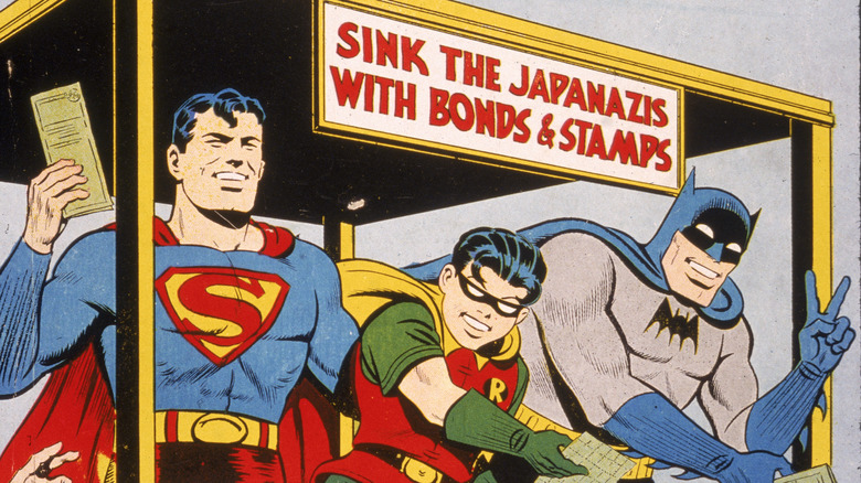 1940 Propaganda poster Superman, Robin, and Batman