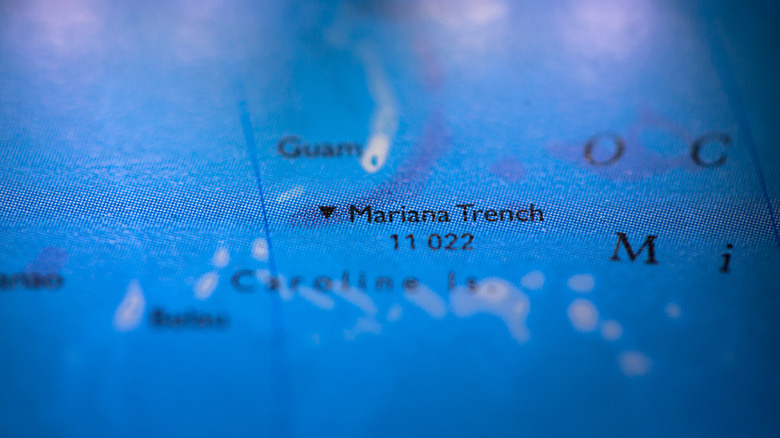 Mariana Trench marked on a map