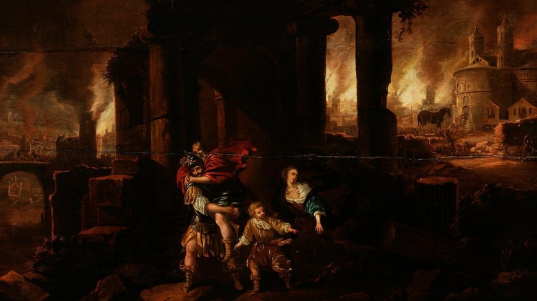 Burning of Troy painting