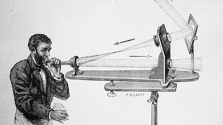 Drawing of Alexander Graham Bell's photophone