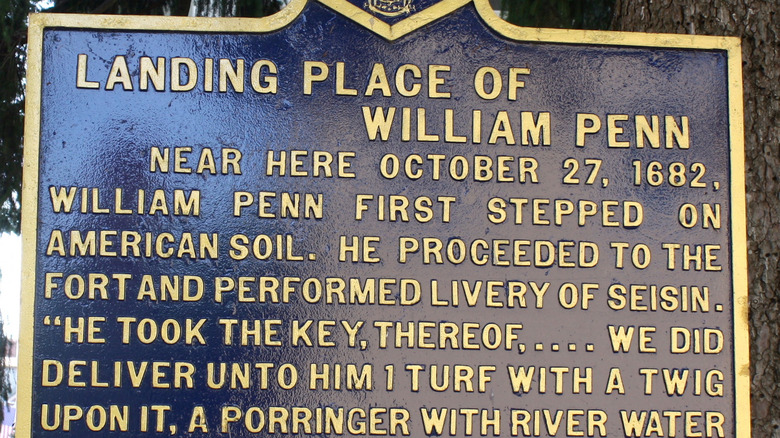 Plaque on Pennsylvania history