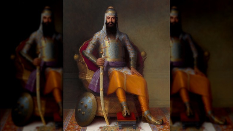 Portrait of Maharaja Ranjit Singh wearing the Koh-i-Noor as an armlet