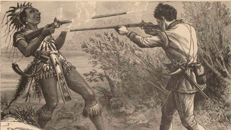 settler shooting a native american