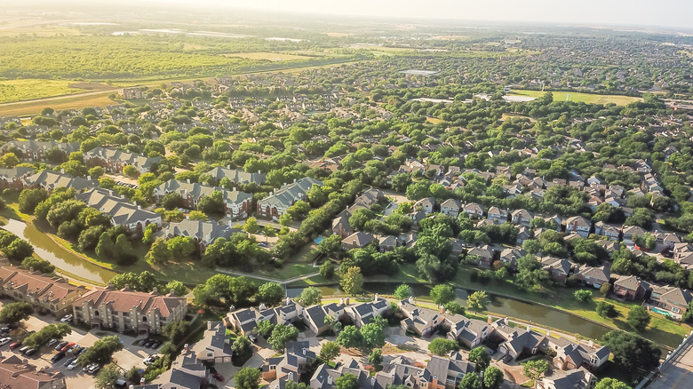 aerial view of Suburban sprawl