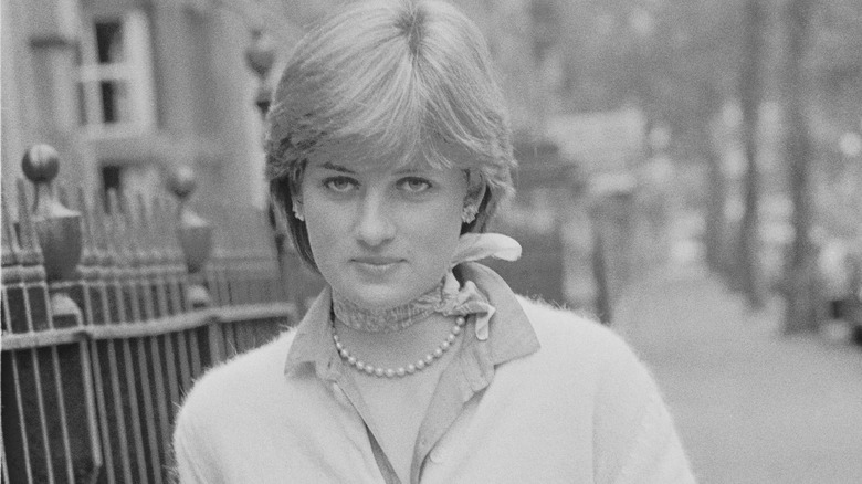 Young Princess Diana scarf around neck