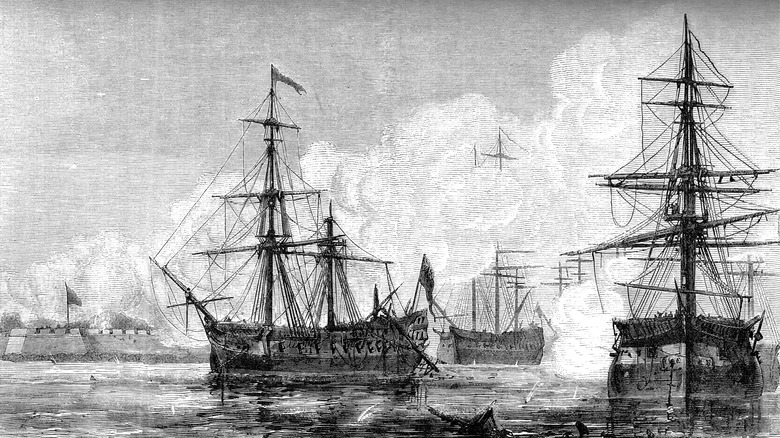 Illustration of old British ships
