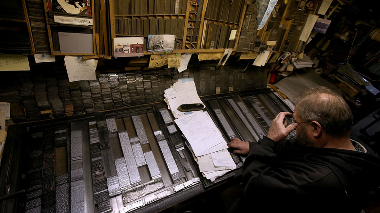 Moveable type for printing press